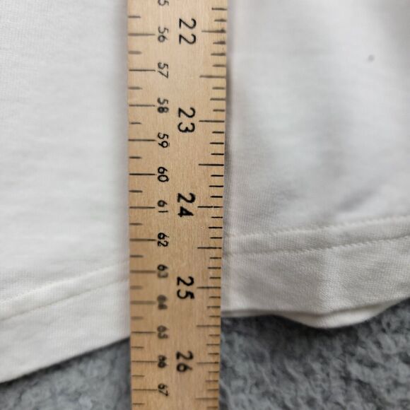 Liz Golf Polo Shirt Womens L Cream Pink Trim Silver Logo Buttons Embroidered - Picture 10 of 13